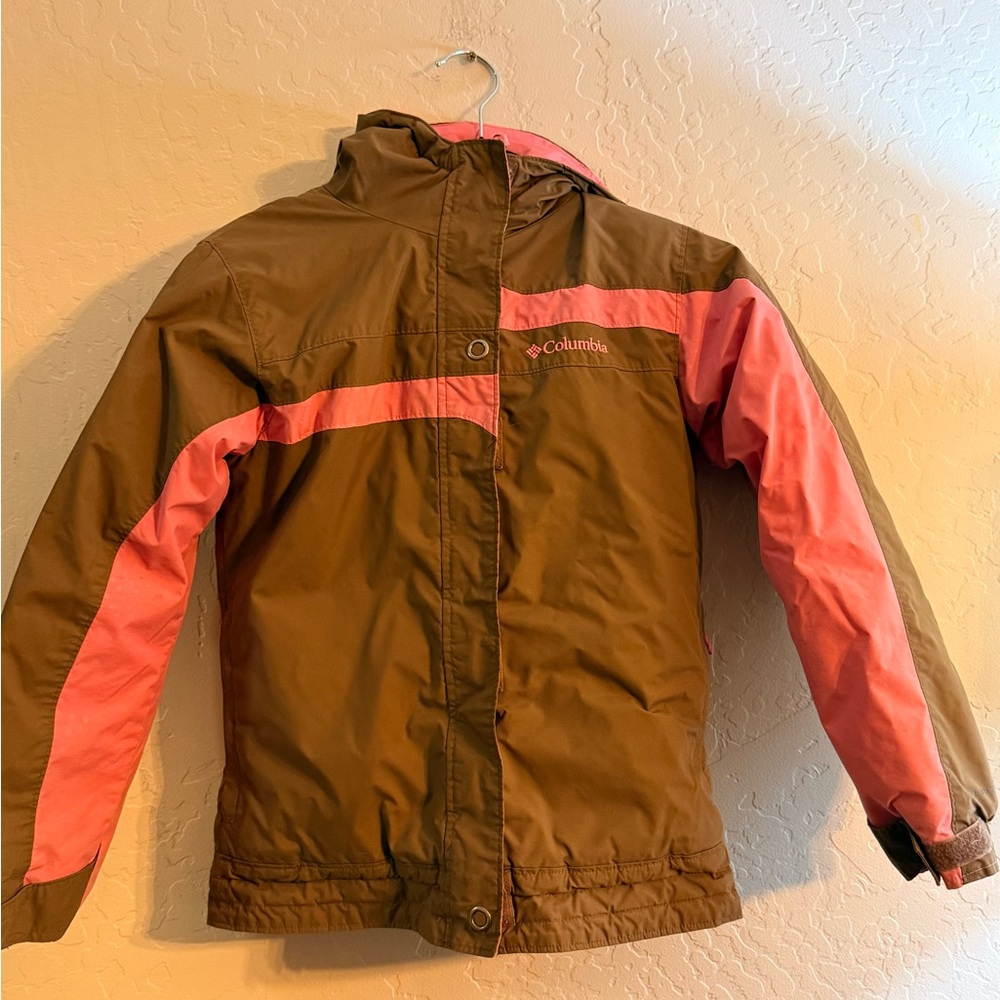 Columbia Kids Brown and Pink Winter Coat-youth medium (10-12)